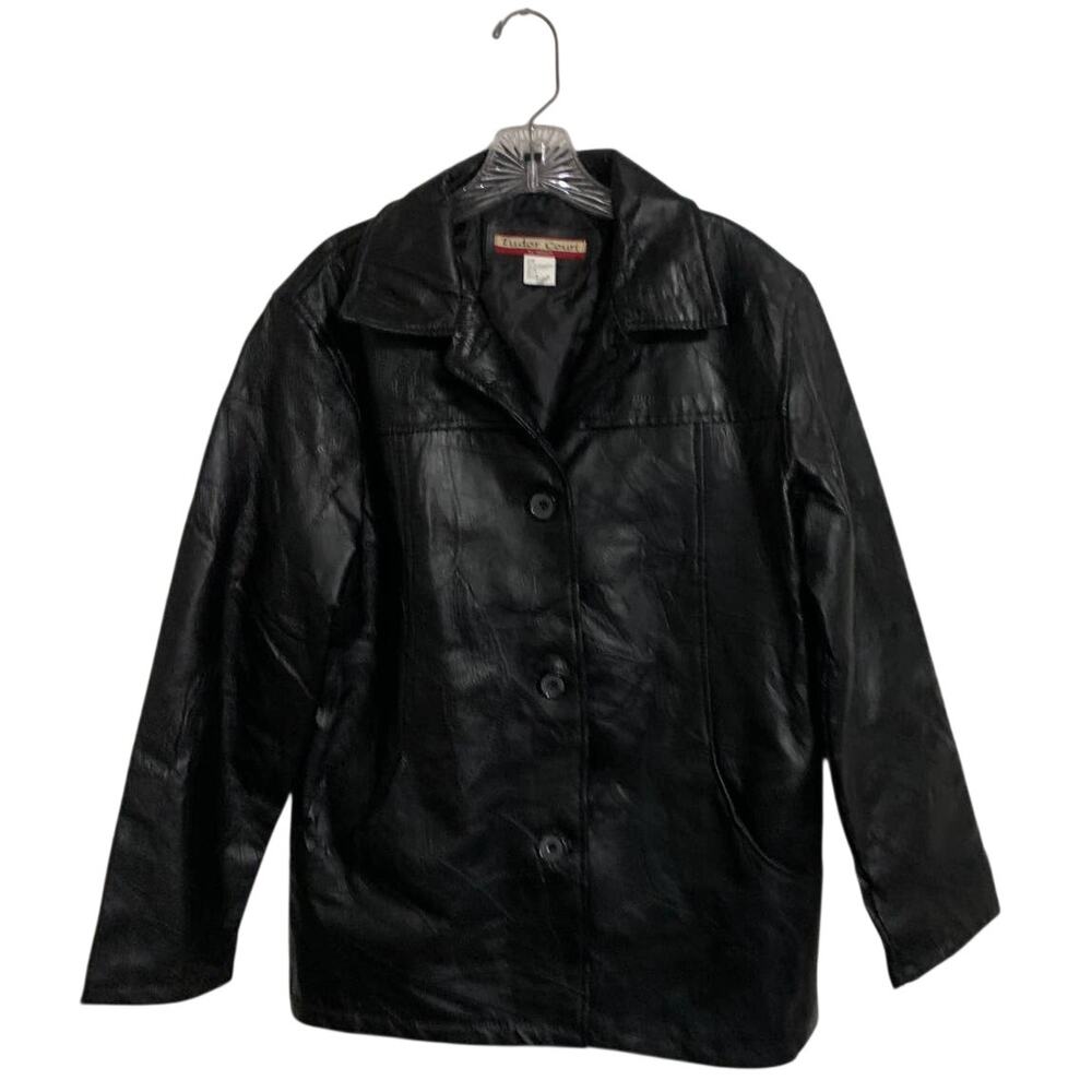 Tudor court by haband vintage black leather patchwork M boho biker